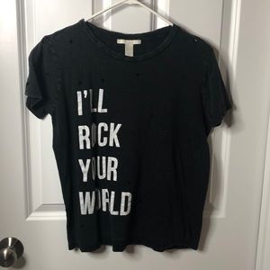 Black Distressed graphic T